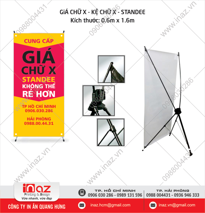 Giá chữ X, standee 0,6x1,6m tại hải phòng